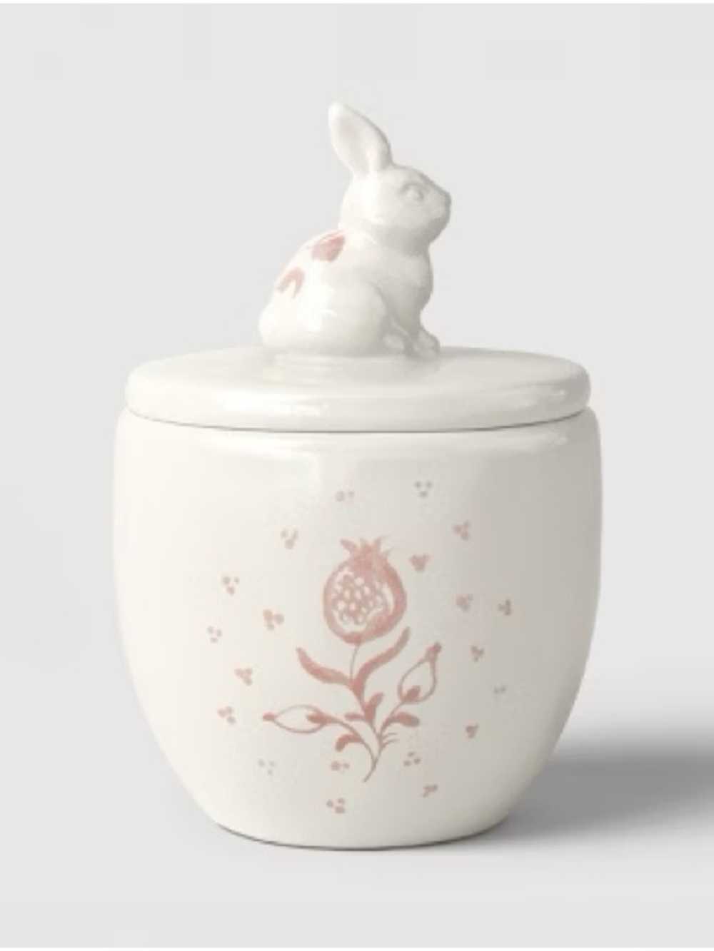 NEW Threshold Aralia Sugar Jar Pink Stoneware Bunny Lid Floral Canister Spring